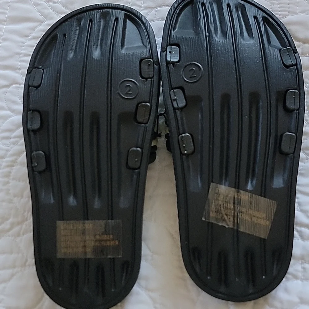 Kids Black & White Rubber Slide Sandals